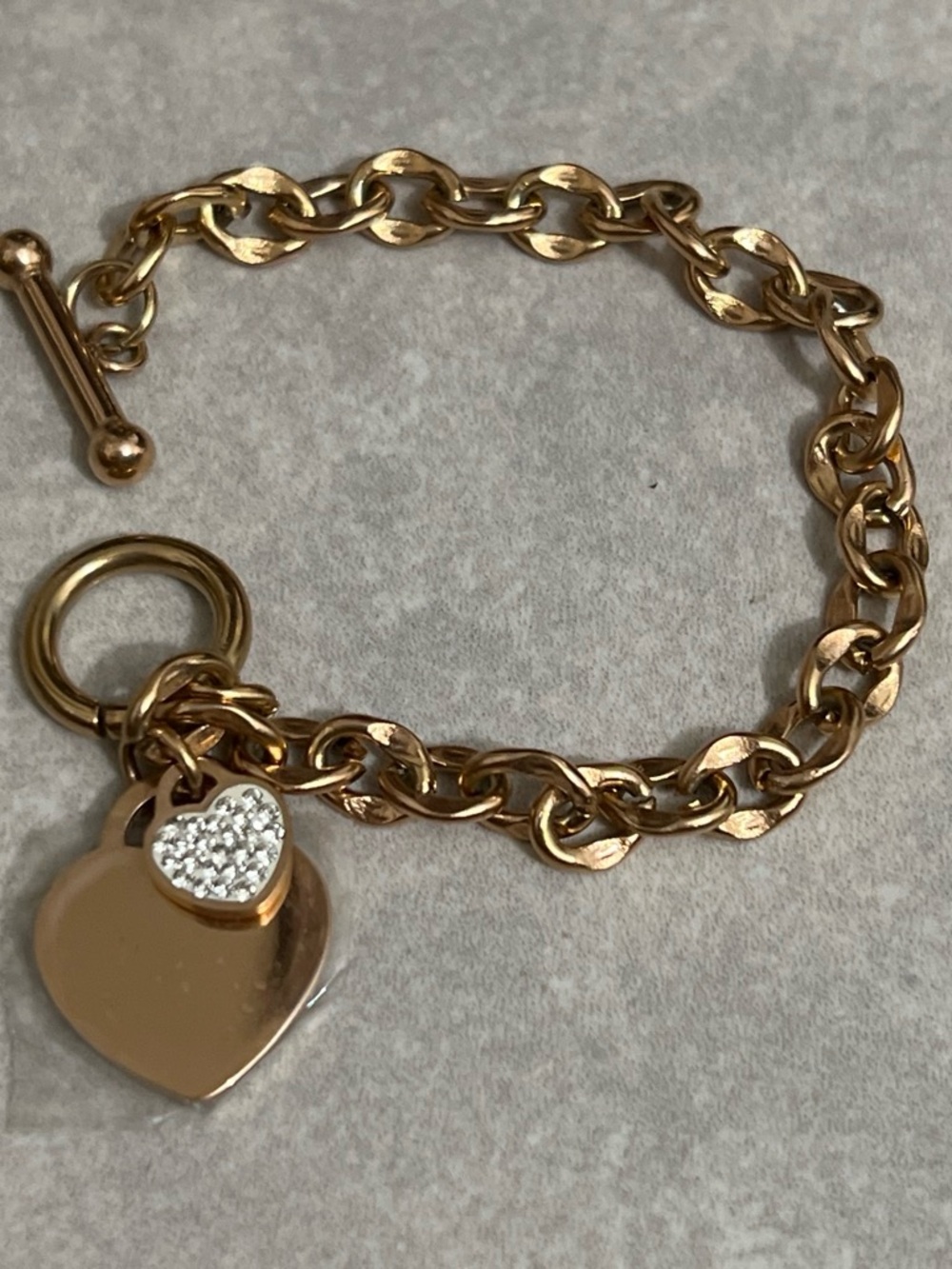 Gold Heart Charm Toggle Bracelet - Women Jewelry